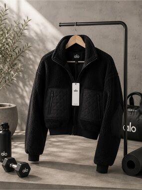 Alo  Black Sherpa Bomber Jacket